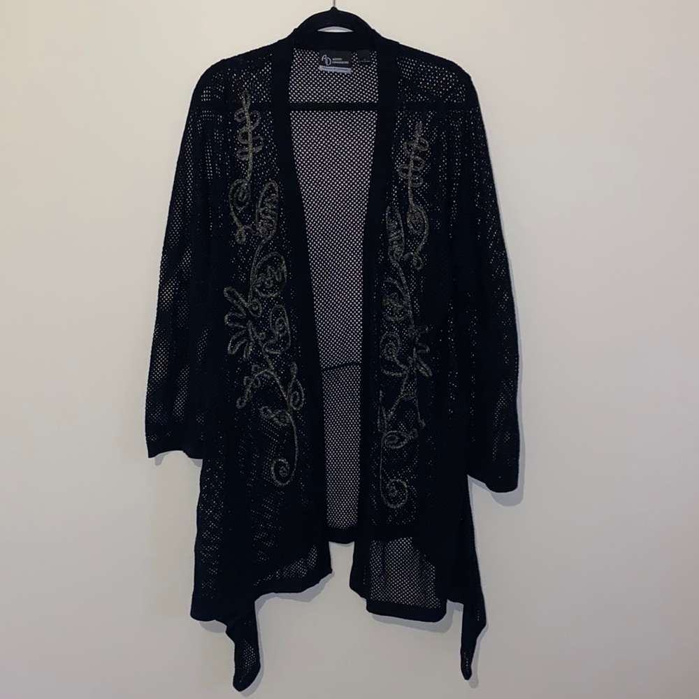 ADDED DIMENSIONS EXCLUSIVELY FOR CATHERINES BLACK CARDIGAN SIZE 2X